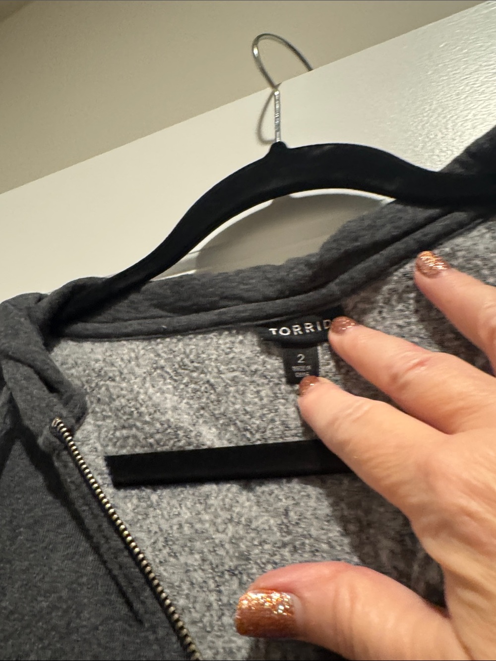 torrid Charcoal Gray Hoodie with White Angel Wing Graphic - Picture 3 of 4